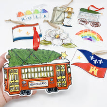 Load image into Gallery viewer, Red Streetcar Christmas Tree Ornament - New Orleans Holiday
