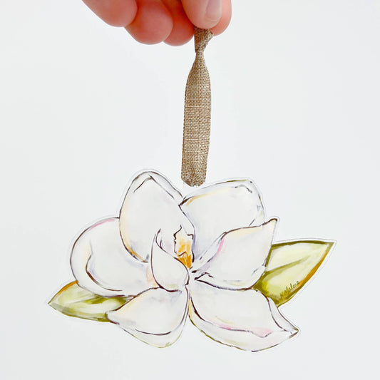 Magnolia Acrylic Ornament - Southern Floral Pretty Ornament