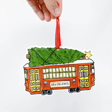 Load image into Gallery viewer, Red Streetcar Christmas Tree Ornament - New Orleans Holiday
