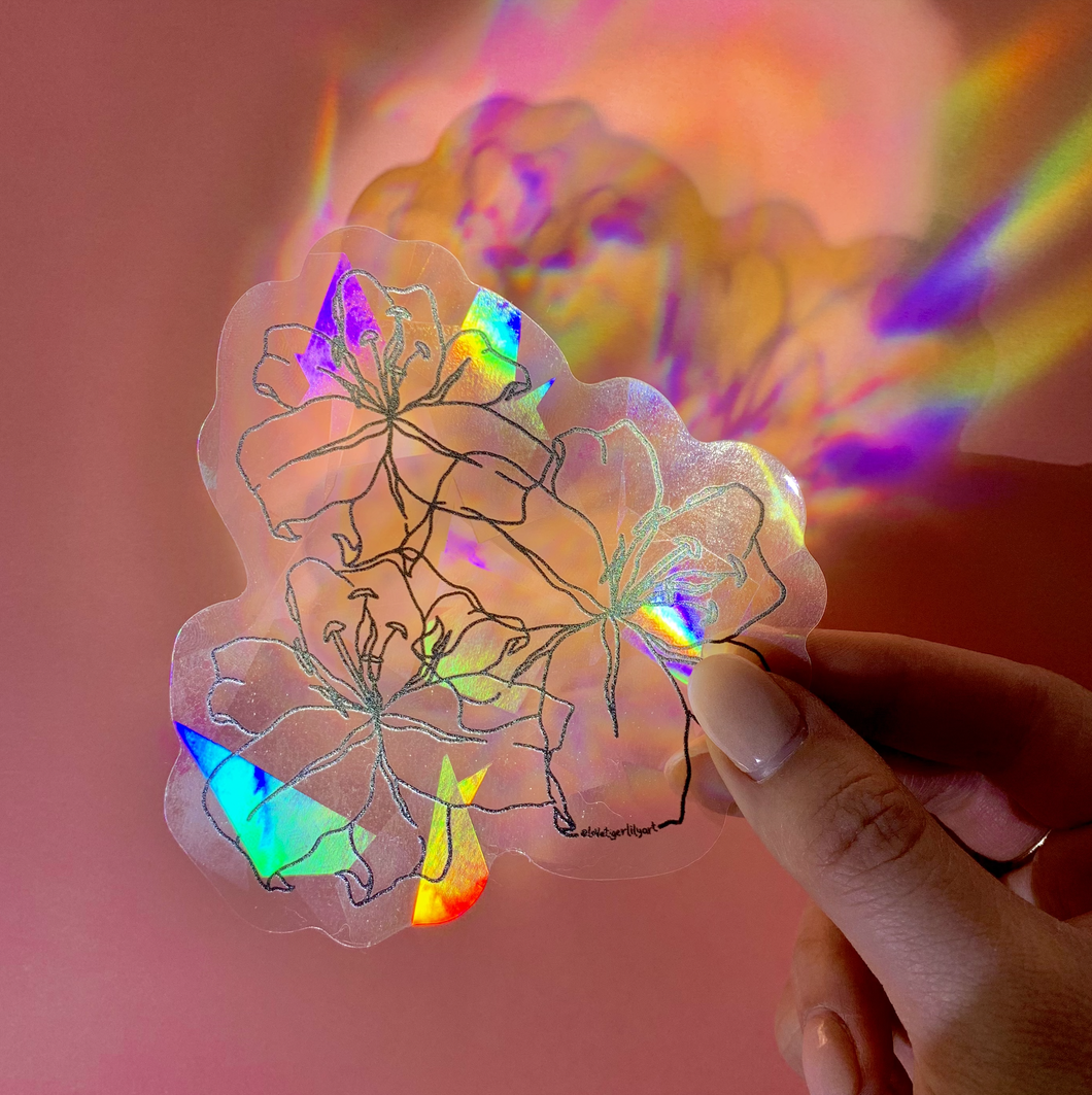 Lily Flower Suncatcher/Rainbow Maker Sticker
