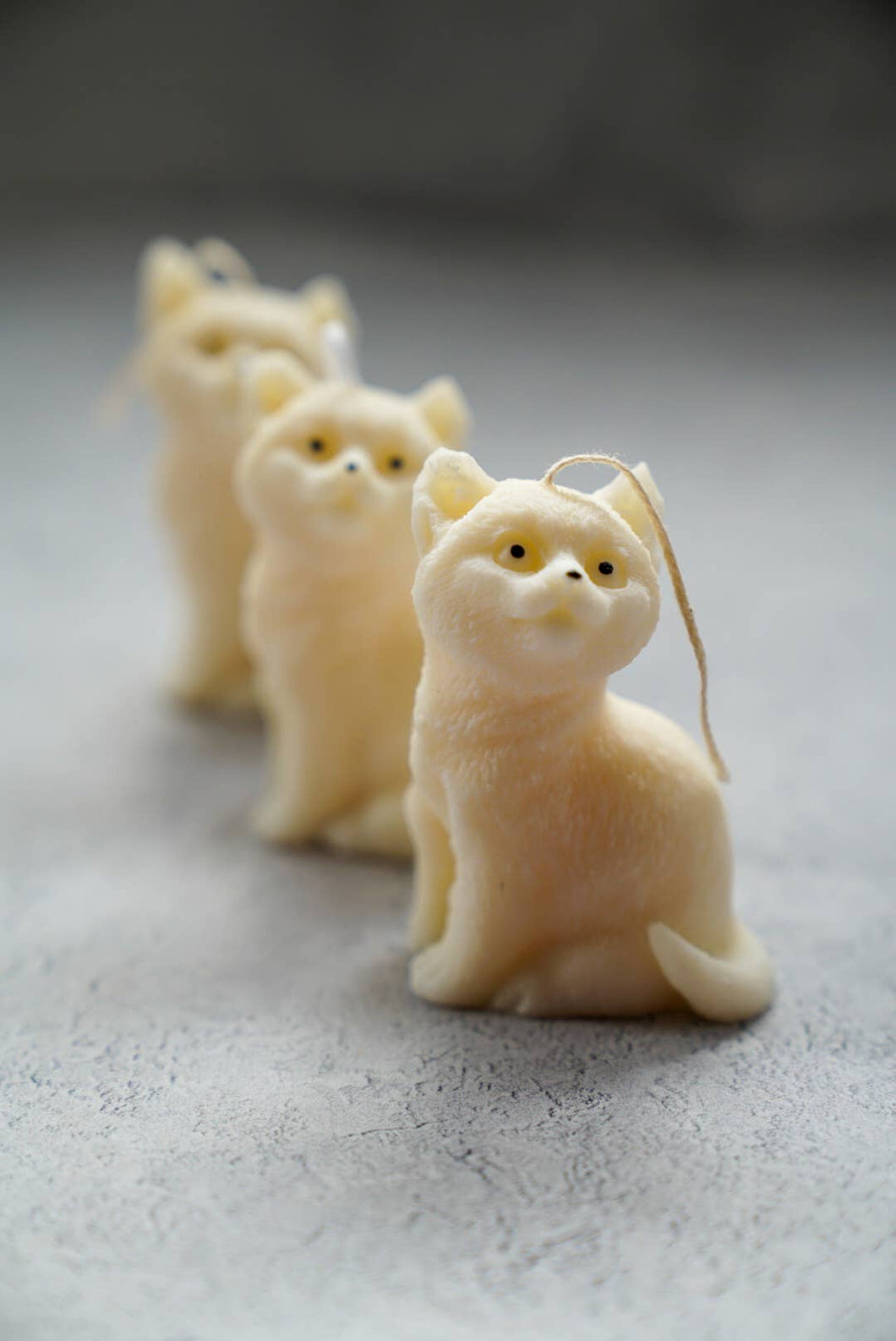 Standing Cat Candle - Handmade - Ivory - Unscented - Soy Wax