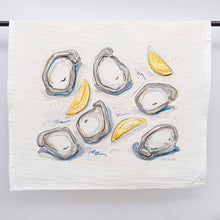 Load image into Gallery viewer, Oyster Tea Towel Fun Coastal Seafood Kitchen Bathroom Decor
