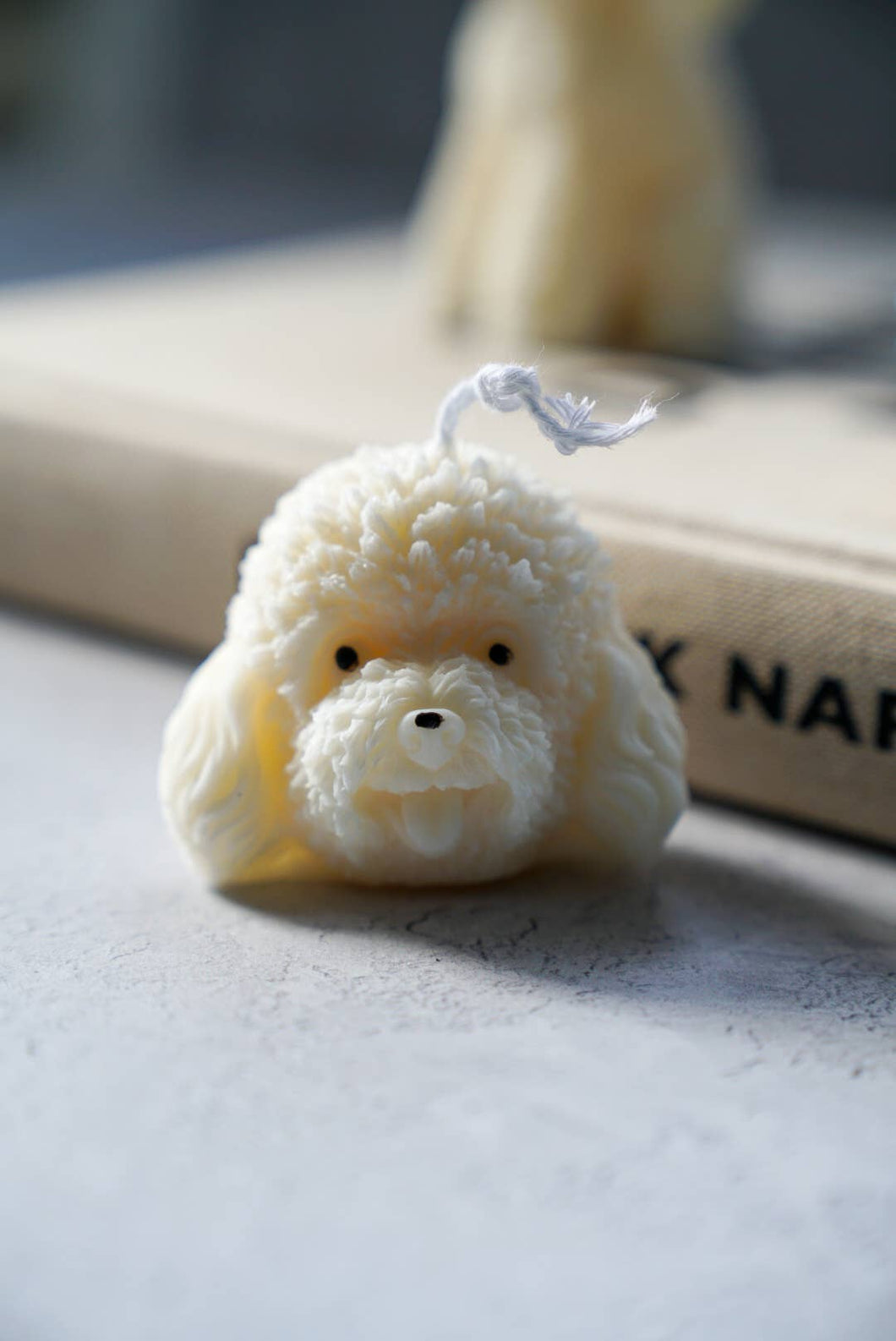 Small Puppy Head - Handmade Soy Wax - Unscented-Ivory Candle